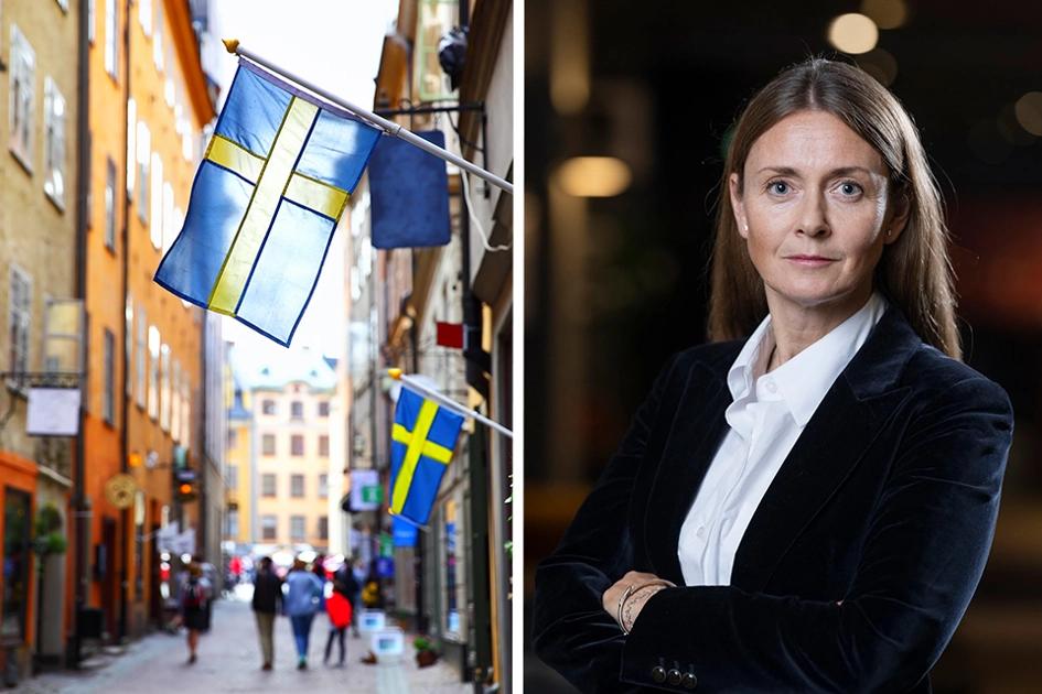 Bild På Svensk Flagga Och Christina Ramm Ericson