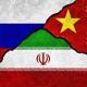 Ryssland Kina Och Irans Flaggor