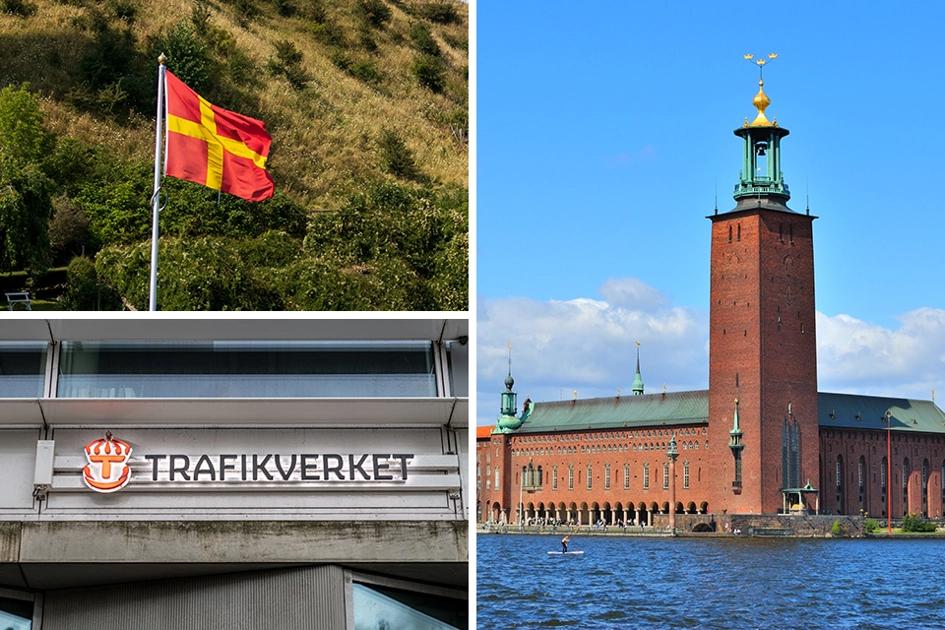Skåneflagga; Trafikverketskylt; Stockholms Stadshus; It Investeringar, Offentlig Sektor