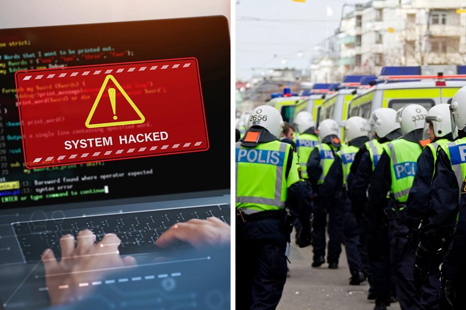 Bild På Hackad Dator Och Svensk Polis Razzia
