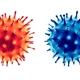 två coronavirus, en röd till vänster och en blå till höger.jpg