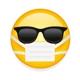 En Emoji Med Solbrillor Och Coronamask