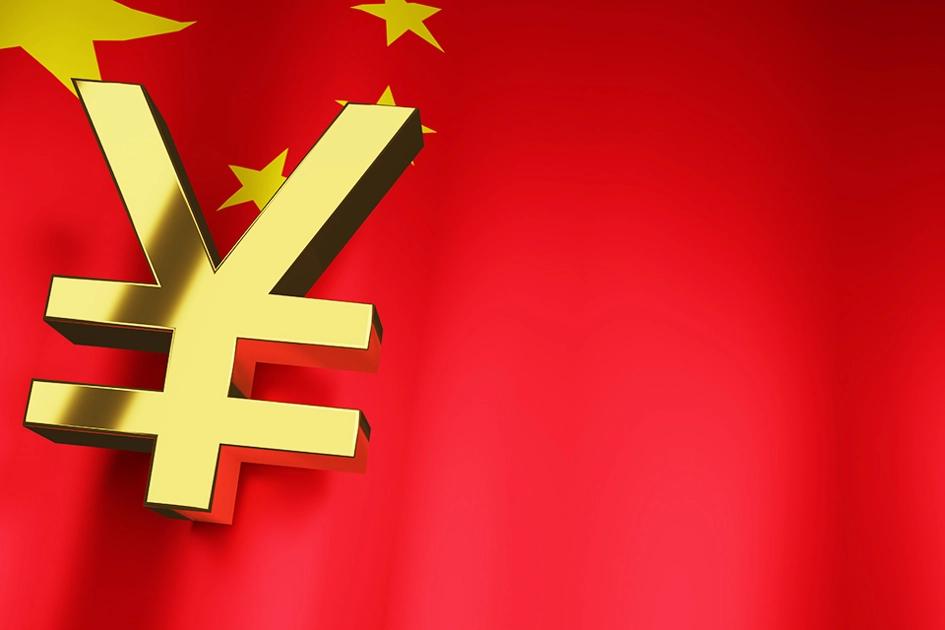 Symbol För Yuan Mot Kinesisk Flagga