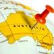 En Karta Över Australien Med En Nål Mitt I