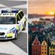 Polisbil Vid Plattan Och Drönare Över Stockholm