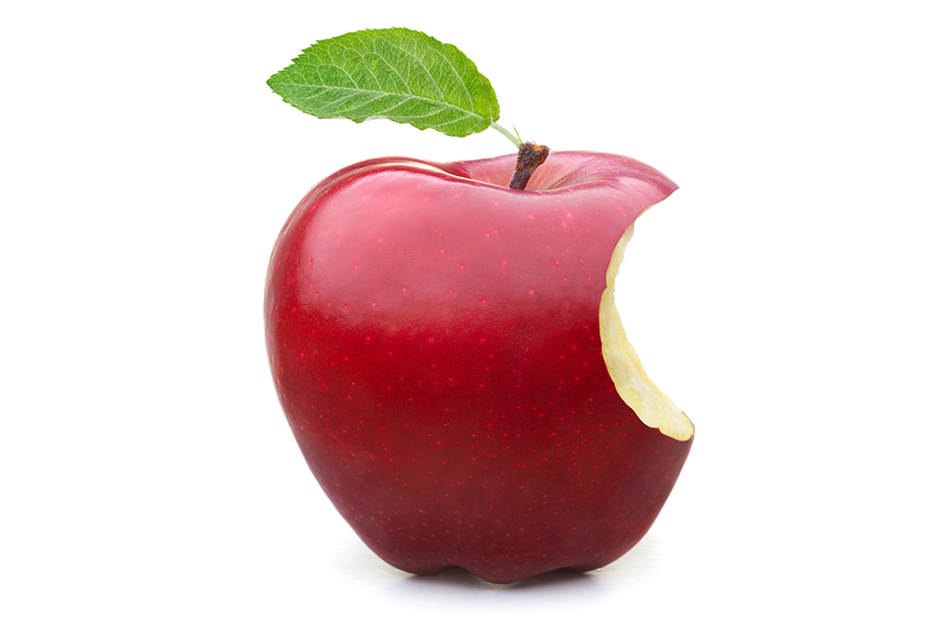 ett rött äpple som någon tagit en tugga på så det liknar appleloggan.jpg